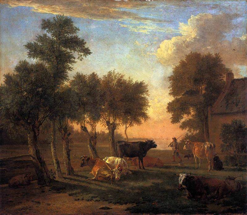 paulus potter Cows in a meadow near a farm china oil painting image